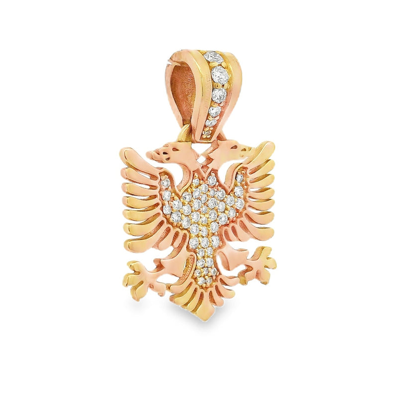 14K Gold Albanian Eagle Diamond Pendant 66548