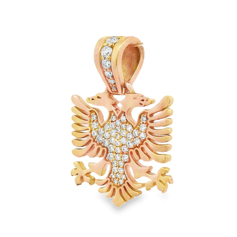 14K Gold Albanian Eagle Diamond Pendant 66548
