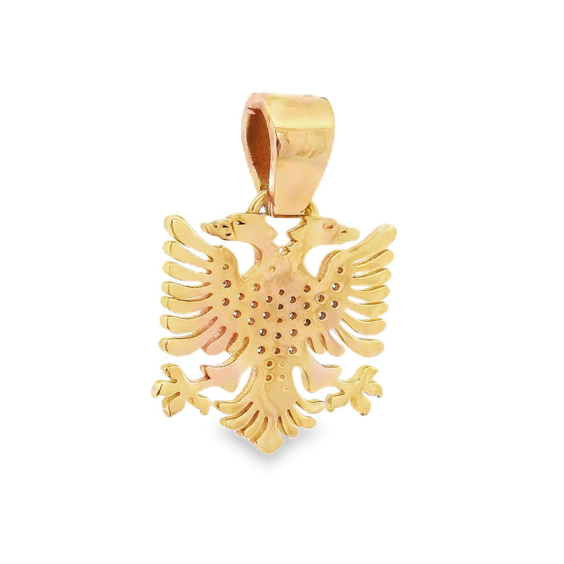 14K Gold Albanian Eagle Diamond Pendant 66548