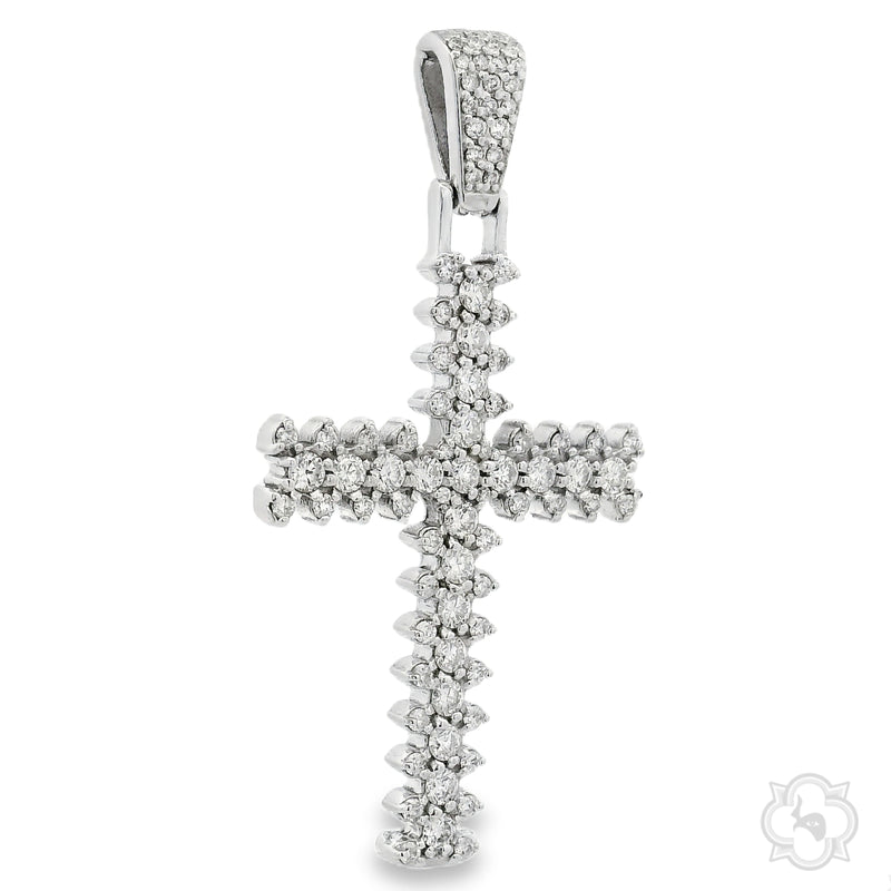 14K Yellow Gold Prong Diamond Cross, view 4