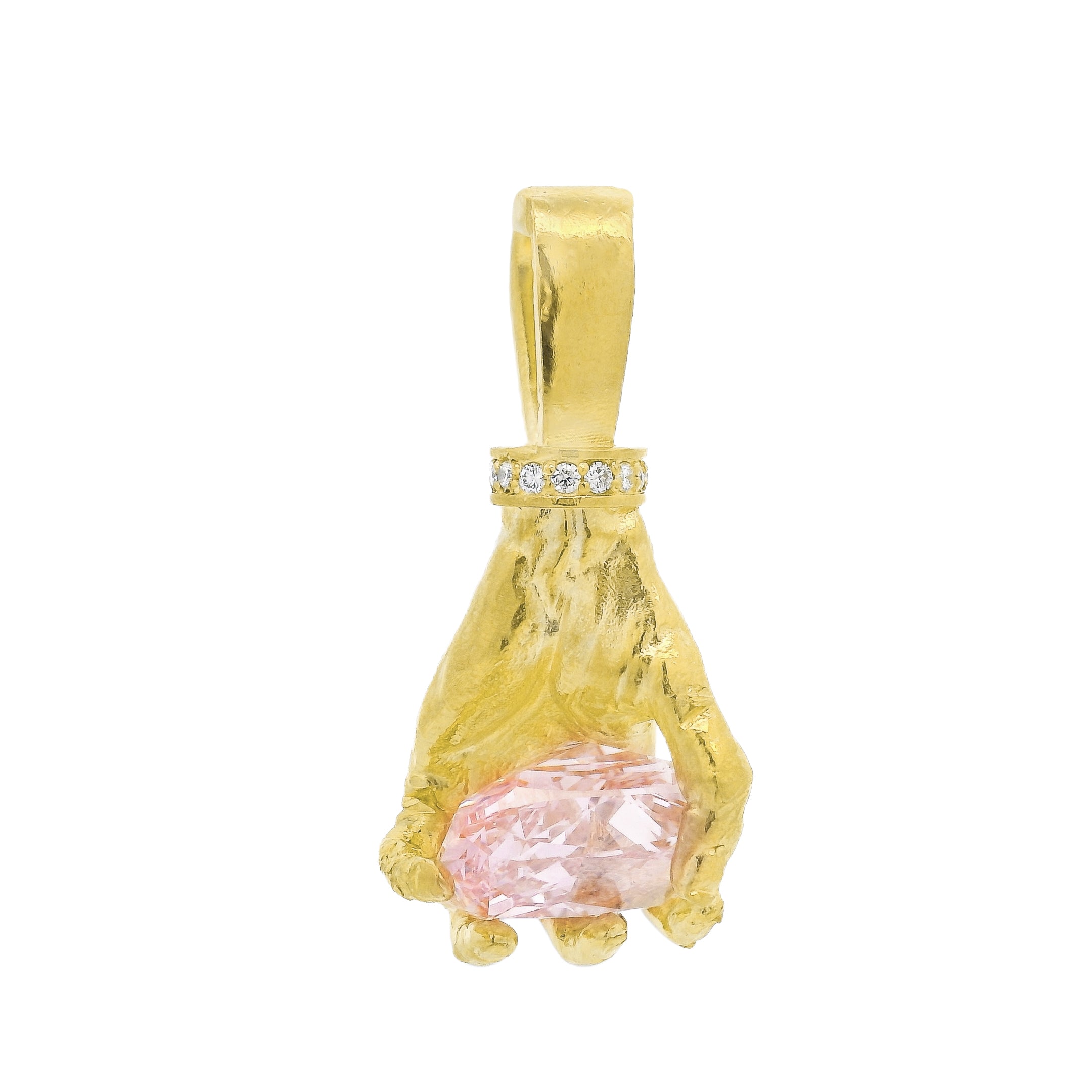 One-of-One Pink Diamond Hand of Trax Pendant 71080 | TraxNYC