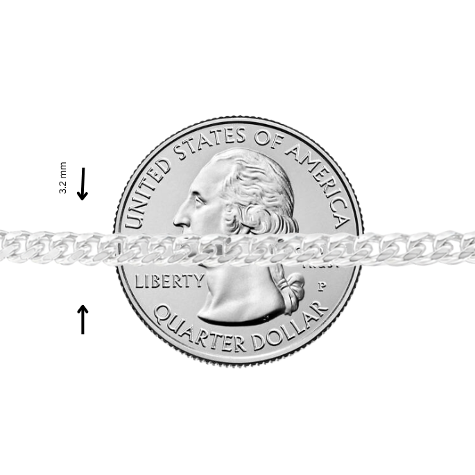Palladium Silver Miami Cuban Chain 3.2mm 71449