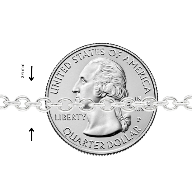 Palladium Silver Rolo Chain 3.6mm 71447