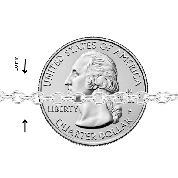Palladium Silver Rolo Chain 3mm 71446