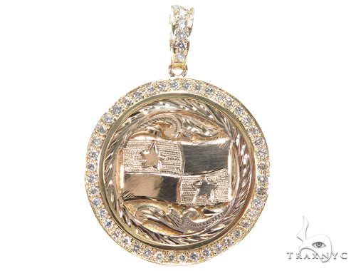 Diamond flag pendant in 10k yellow gold – front-facing view of flag silhouette with diamond pave setting