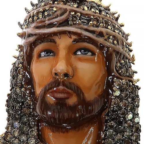 10K Gold Passion Champagne Diamond Jesus Head, photo 3 of 7