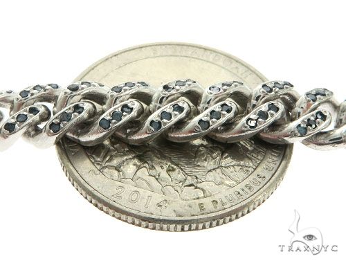 White gold men's pave diamond bracelet with polished link chain and secure clasp