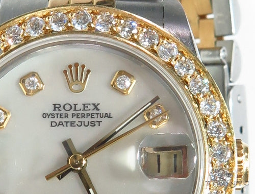 Pave Diamond Datejust Rolex Watch 41588 - Image 4
