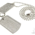 Pave Diamond Double Dog Tag Pendants Moon Cut Chain Set 63994 - Image 1