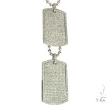 Pave Diamond Double Dog Tag Pendants Moon Cut Chain Set 63994 - Image 2