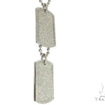 Pave Diamond Double Dog Tag Pendants Moon Cut Chain Set 63994 - Image 3