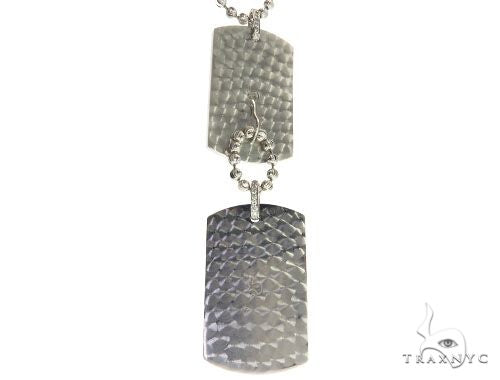 Pave Diamond Double Dog Tag Pendants Moon Cut Chain Set 63994 - Image 4