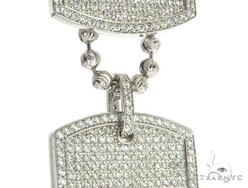 Pave Diamond Double Dog Tag Pendants Moon Cut Chain Set 63994 - Image 6