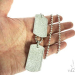 Pave Diamond Double Dog Tag Pendants Moon Cut Chain Set 63994 - Image 8