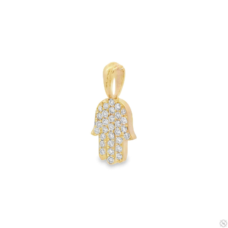 14K Gold Pave Diamond Hamsa Pendant - Small, photo 6 of 7