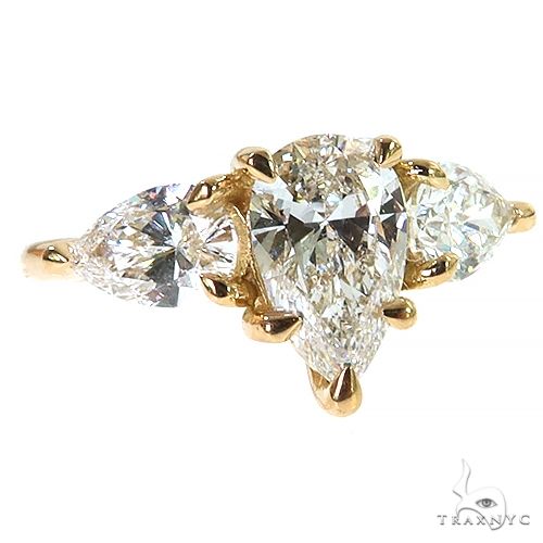 Pear Shape Diamond Engagement Ring (Lab) 69648 - Image 2