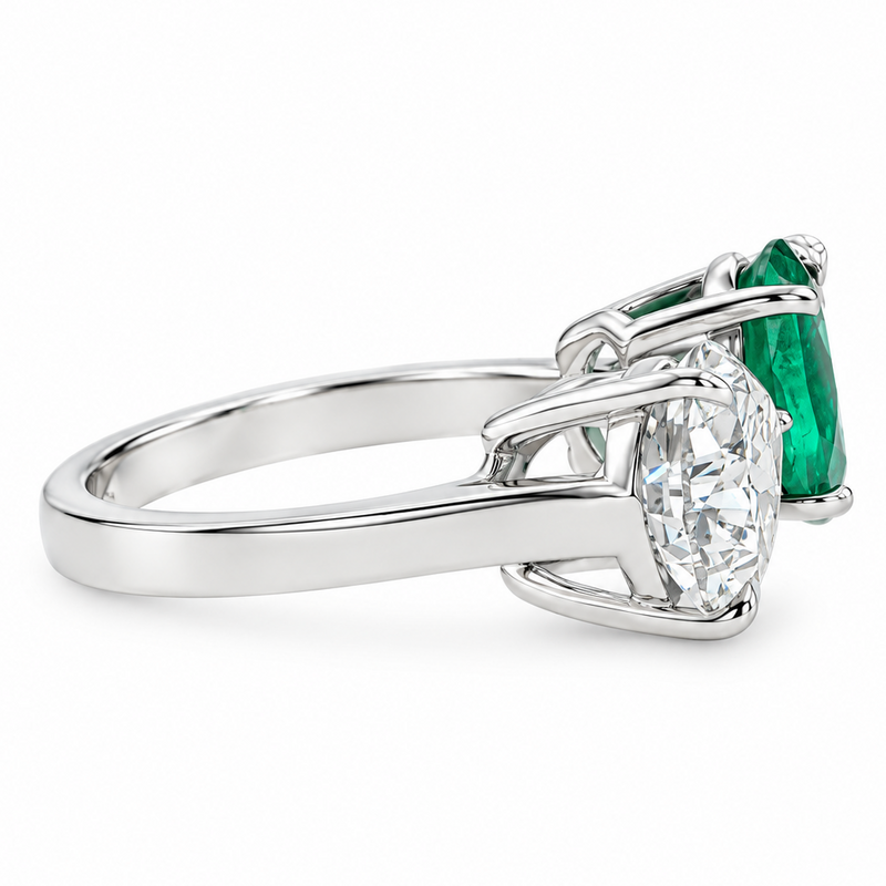 14K Gold Emerald & Diamond Ring, photo 5 of 10