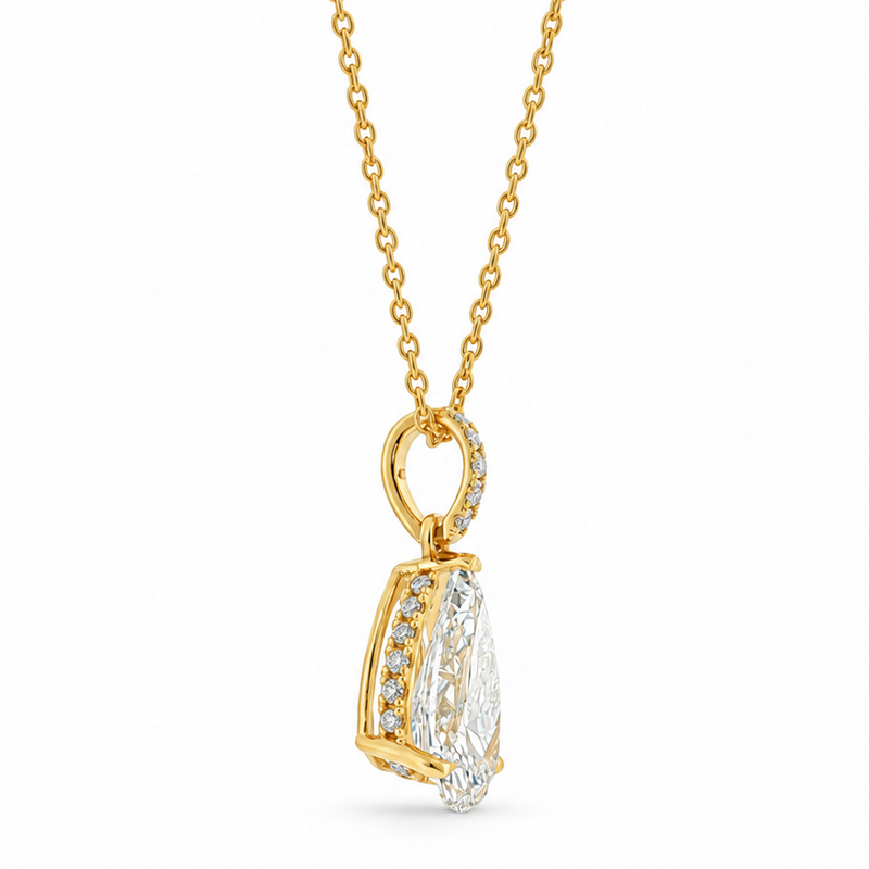 Pear Radiance Diamond Necklace in 14K gold, view 6