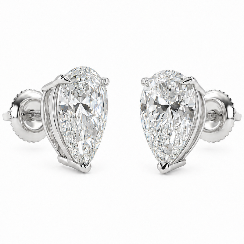 Pear Shape Diamond Stud Earrings 71856