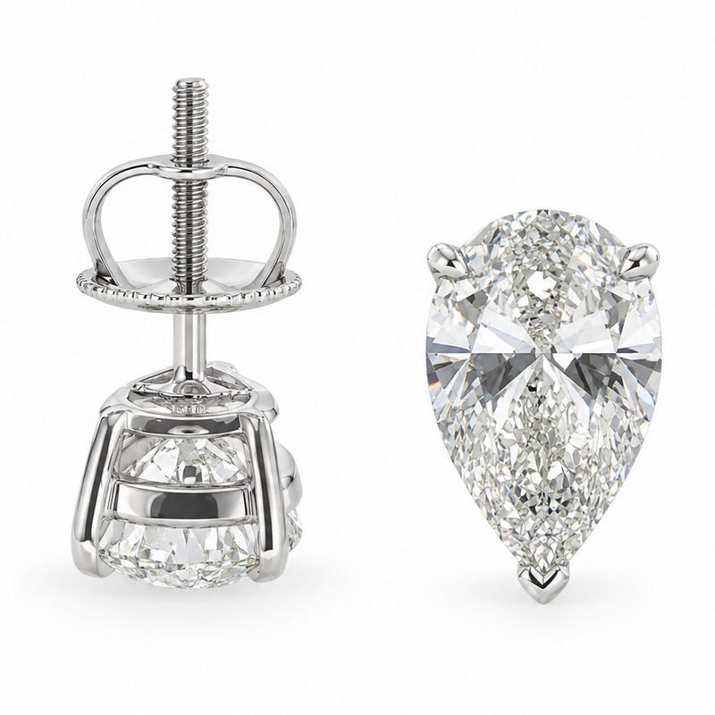 Pear Shape Diamond Stud Earrings 71856