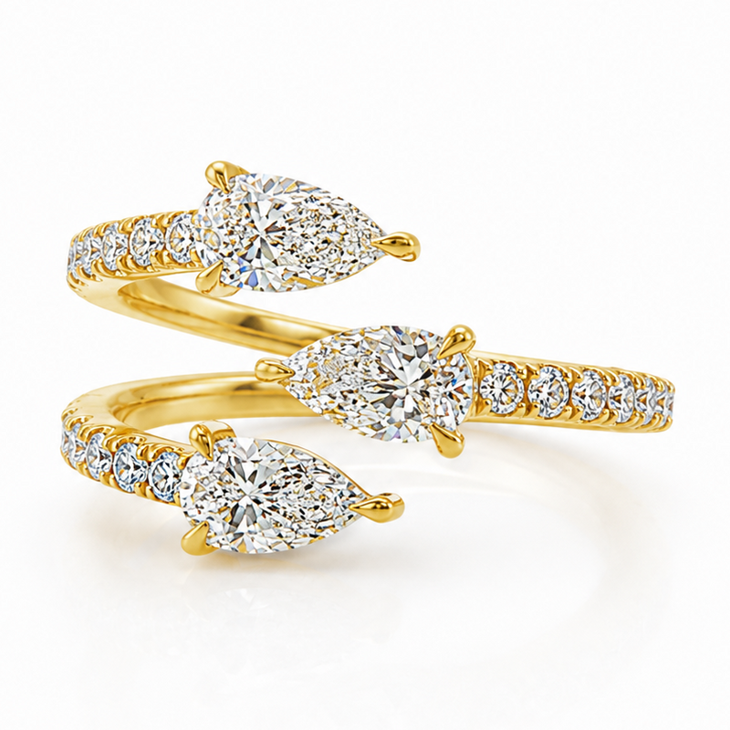 Pear Shape Three Stone Wrap Ring 71616