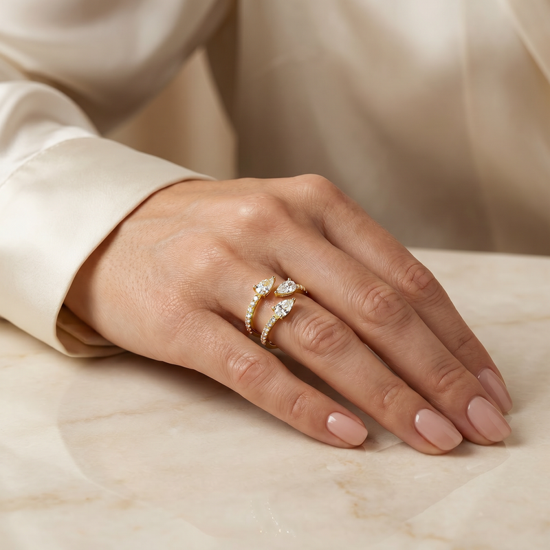 Pear Shape Three Stone Wrap Ring 71616