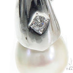 Pearl Diamond Hoop Earrings 40832 - Image 3