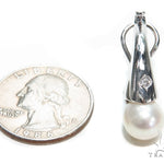 Pearl Diamond Hoop Earrings 40832 - Image 4