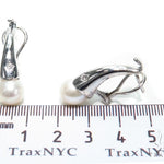 Pearl Diamond Hoop Earrings 40832 - Image 5