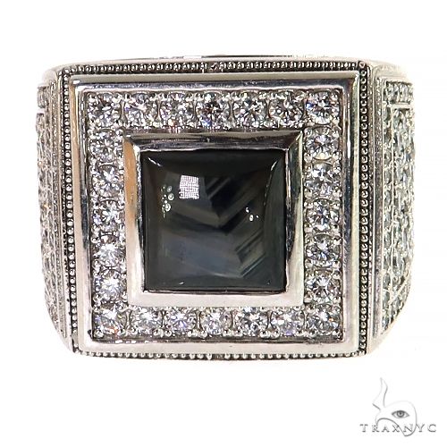 14K Gold Phantom Black Star Sapphire Diamond Ring, photo 2 of 6