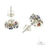 Philippines Flag Sapphire Flower Earrings 67481 - Image 3