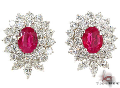 Pigeon Blood Ruby Diamond Earrings 30456 - Image 1