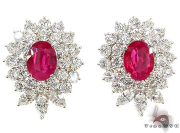 Pigeon Blood Ruby Diamond Earrings 30456 - Image 1
