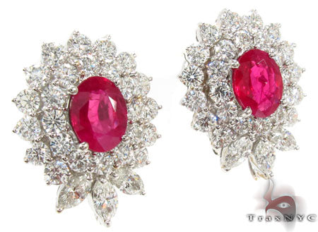 Pigeon Blood Ruby Diamond Earrings 30456 - Image 2