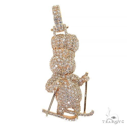 Yellow gold Pillsbury Dough Boy pendant with diamonds, holding skis and poles, men's jewelry