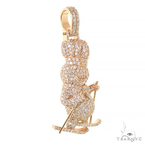 14K Gold Pillsbury Dough Boy Skiing Diamond Pendant, photo 2 of 7