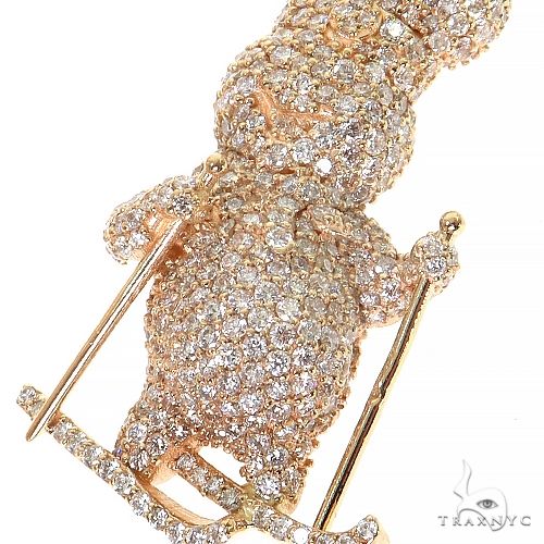 14K Gold Pillsbury Dough Boy Skiing Diamond Pendant, photo 3 of 7