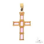 Pink Emerald Cut Sapphire Cross Pendant 67459 - Image 4