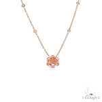 Pink Orange Sapphire Diamond Flower Necklace 67230 - Image 5