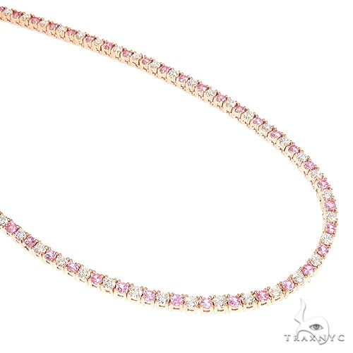 Pink sapphire and diamond choker necklace – alternating pink and white stones set close to the throat