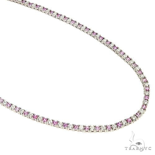 Pink Sapphire And Diamond Majesty Tennis Chain 66862 | TraxNYC