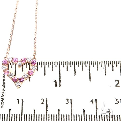 14K Gold Pink Sapphire Diamond Heart Necklace, photo 5 of 5