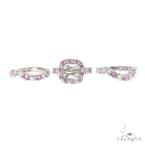 Pink Sapphire Diamond Platinum Engagement Ring Set 67170 - Image 2