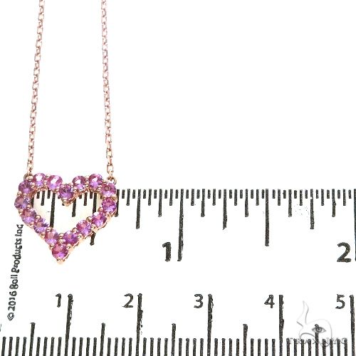 14K Gold Pink Sapphire Heart Necklace, photo 5 of 5