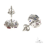 Large Pink&Blue Sapphire Diamond Flower Earrings 66859 - Image 3