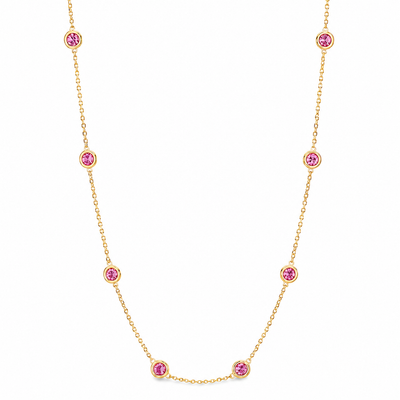 Pink Sapphire Bezel Necklace 70422
