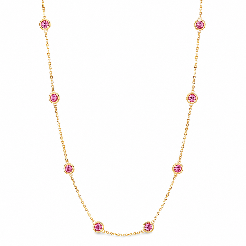 Pink Sapphire Bezel Necklace 70422