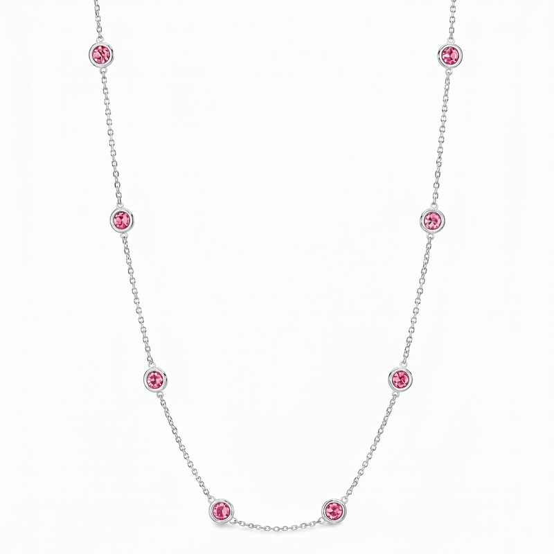 Pink Sapphire Bezel Necklace 70422