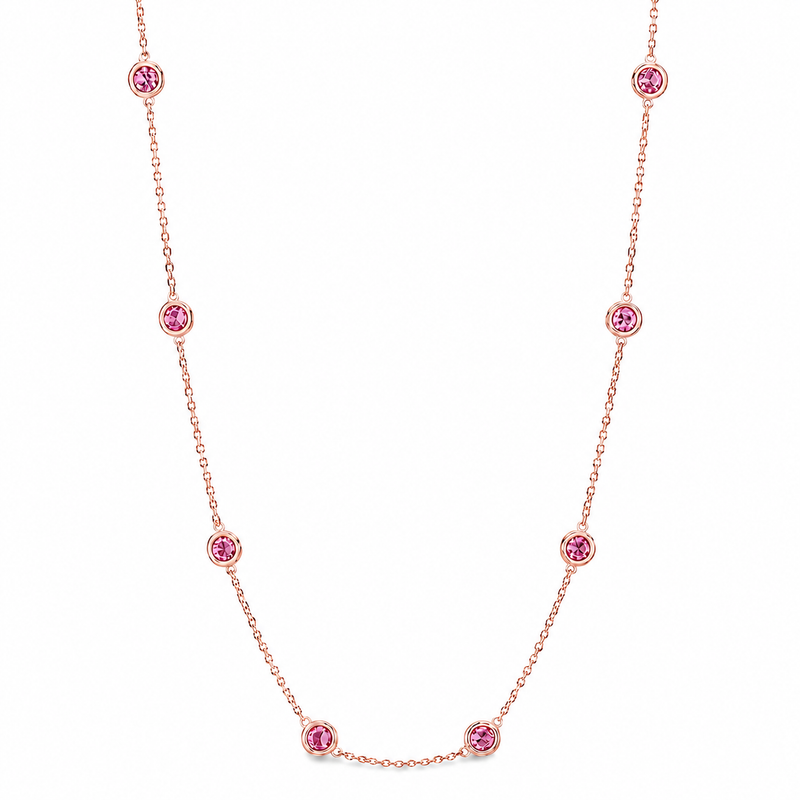 Pink Sapphire Bezel Necklace 70422