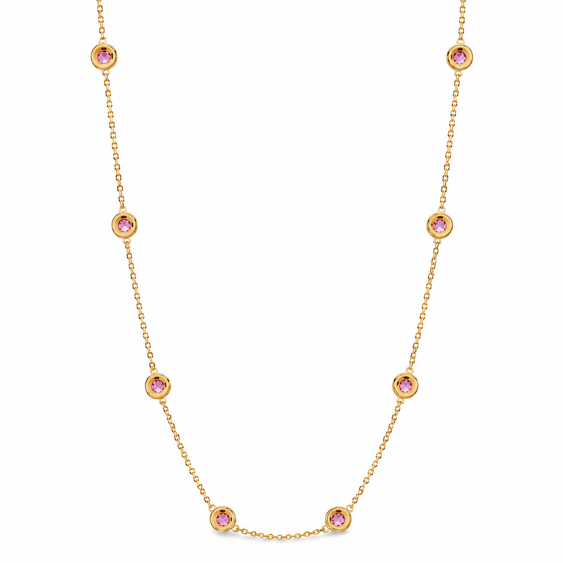 Pink Sapphire Bezel Necklace 70422